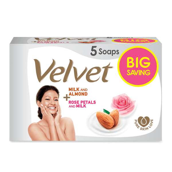 Velvet Soap Eco Pack 350G (Milk 70GX3 + Rose 70GX2)