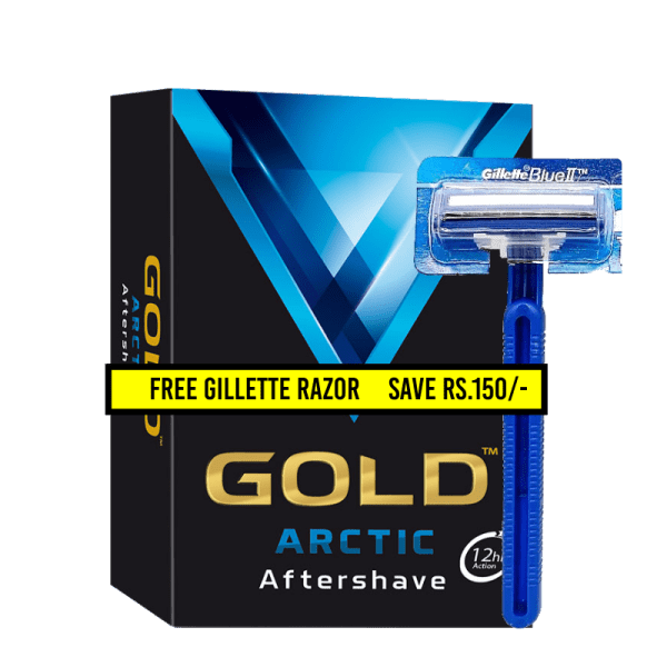 Gold Arctic After Shave 90ML + Gillette Blue II Razor